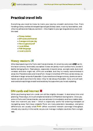 example page 5 from our offline Travel Guide for Turks and Caicos Islands